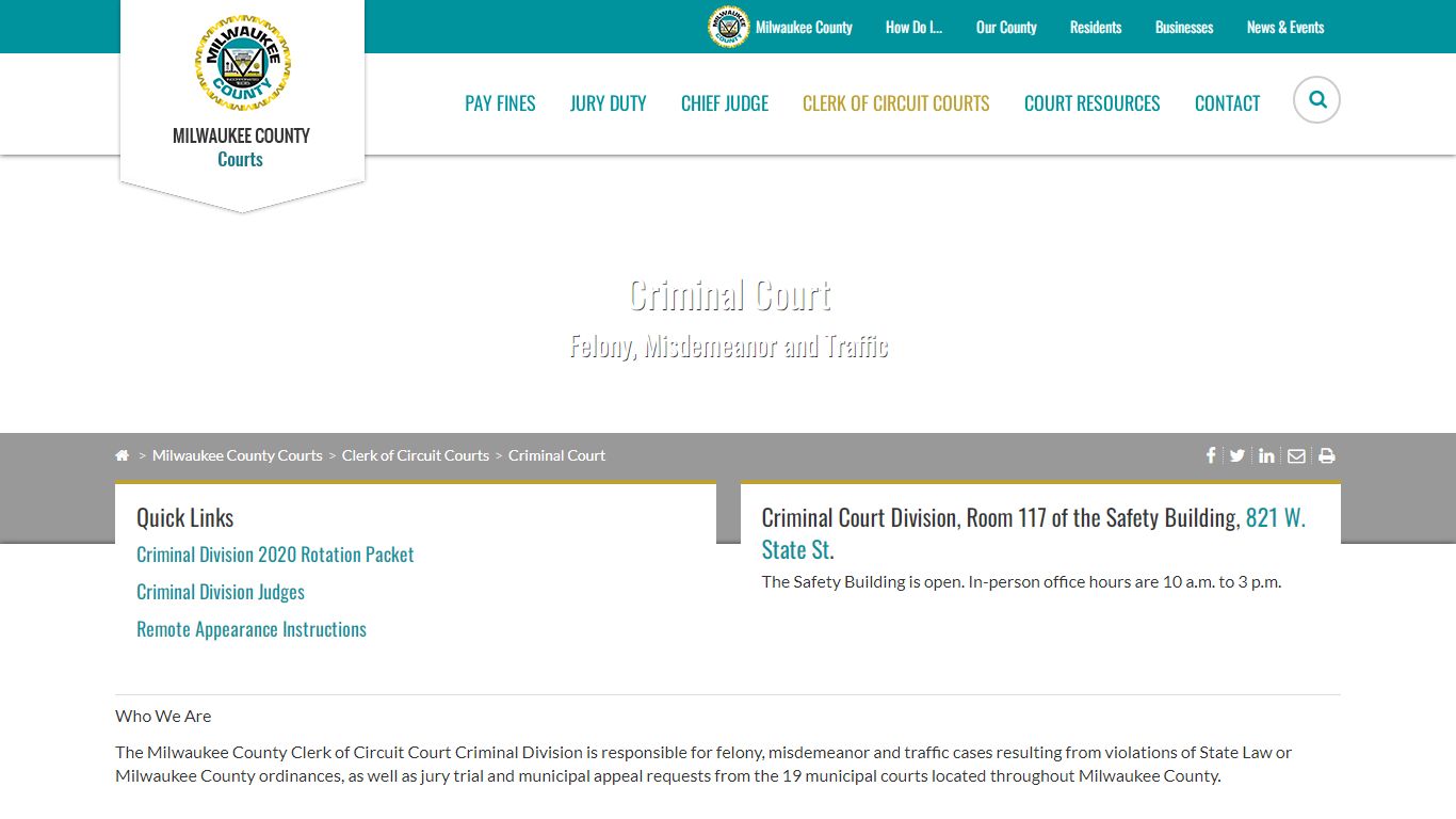 Criminal Court - Milwaukee County